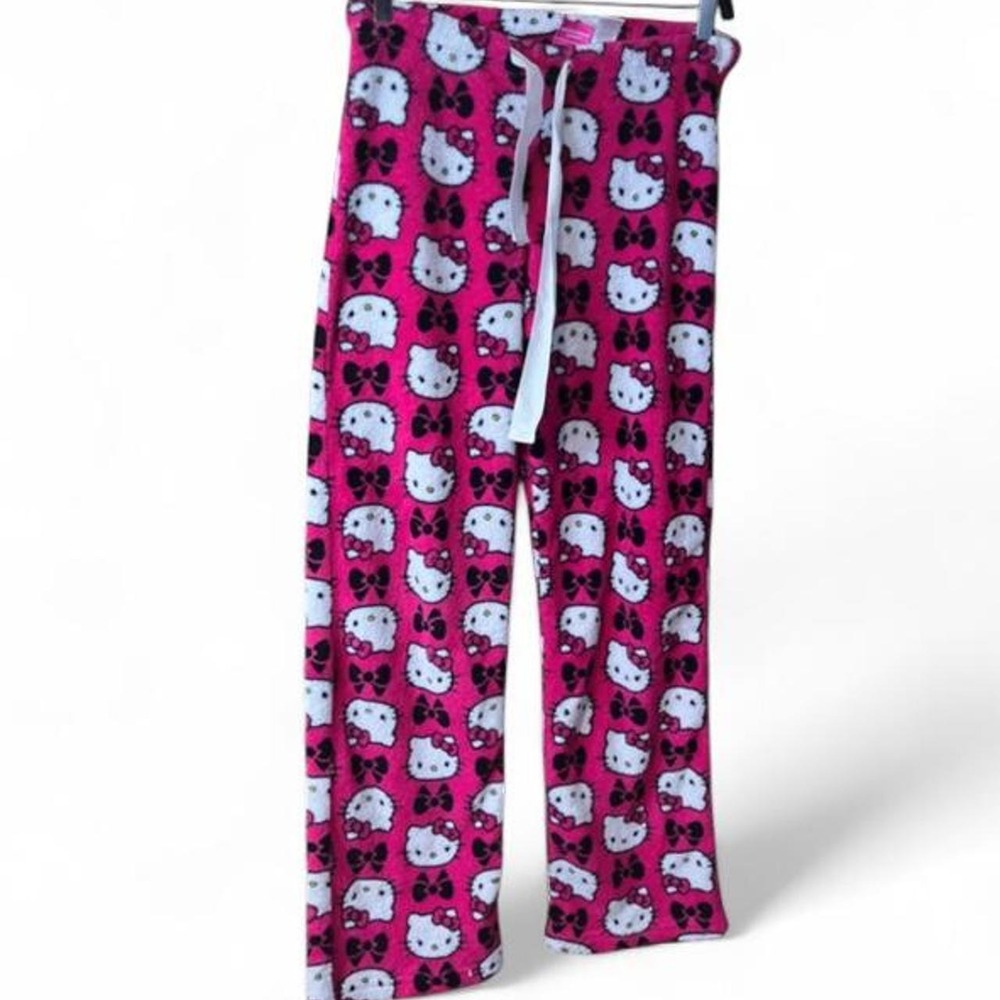 Sanrio Hello Kitty Hot Pink Plush Pajama Pants Small 4/6 Fleece Drawstring